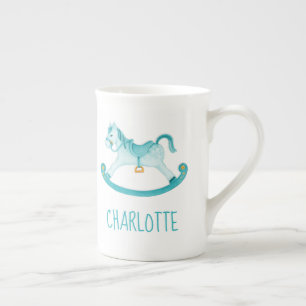 Tasse En Porcelaine Hobby cheval whimsy aquarelle aqua nom personnalis