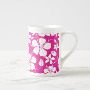 TASSE EN PORCELAINE HULA HAÏIENNE (HIBISCUS) ROSE CHAUDE