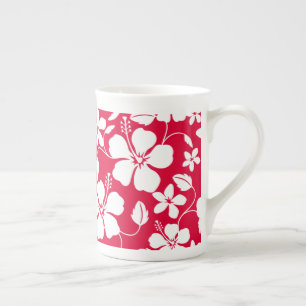 TASSE EN PORCELAINE HULA HAÏIENNE (HIBISCUS) ROUGE BONE CHINE MUG