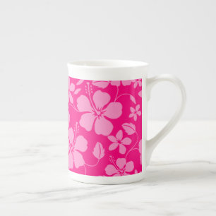 TASSE EN PORCELAINE HULA HAWAIEN (HIBISCUS) GOYAVE ROSE