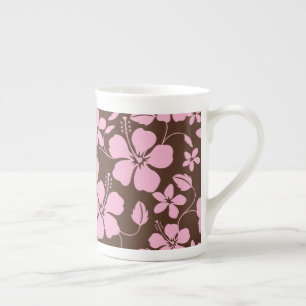 TASSE EN PORCELAINE HULA HAWAÏENNE (HIBISCUS) BRUN/ROSE