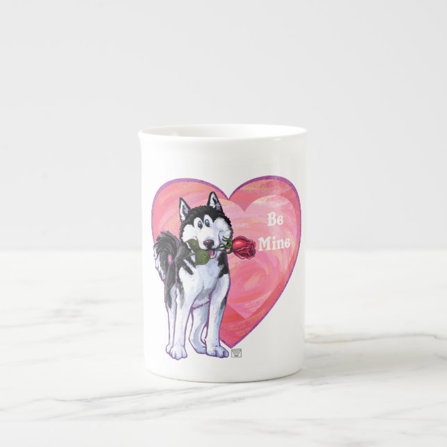 Tasse En Porcelaine Husky Valentine's Day (Devant)