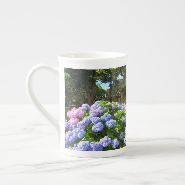 Tasse En Porcelaine Hydrangées bleues et roses - Martha's Vineyard (Gauche)