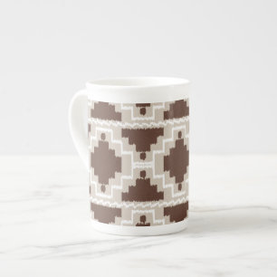 Tasse En Porcelaine Ikat Aztec Motif - Brown au chocolat et Taupe