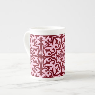 Tasse En Porcelaine Ikat damask pattern - Bourgogne et rose