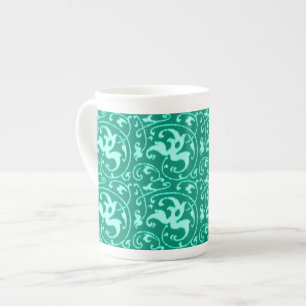 Tasse En Porcelaine Ikat Floral Damask - Turquoise et Aqua