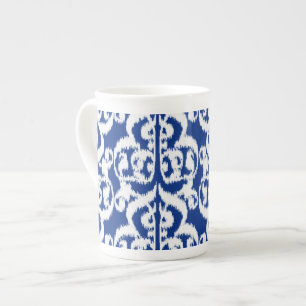 Tasse En Porcelaine Ikat Moorish Damask - bleu cobalt et blanc