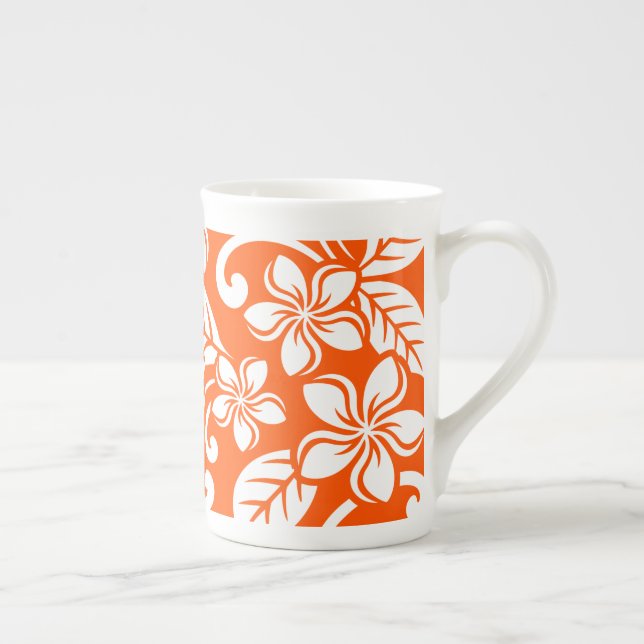 TASSE EN PORCELAINE ÎLE PLUMERIA (TRÈS ORANGE) (Droite)