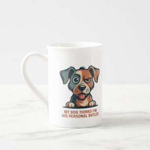 Tasse En Porcelaine Illustration de citation drôle de chien majordome