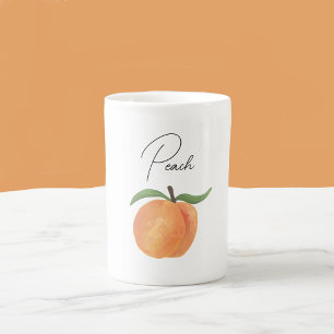 Tasse En Porcelaine Illustration de fruit pêche peint mignon 