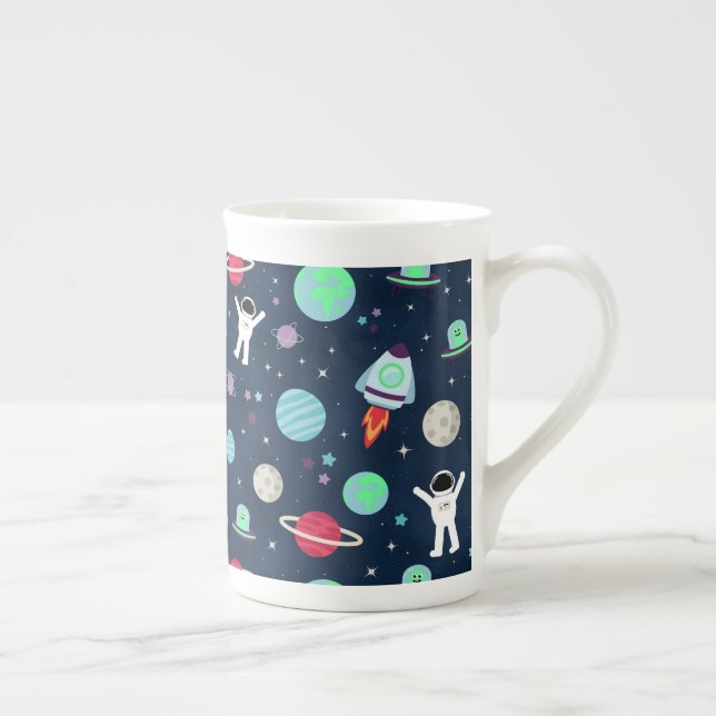 Tasse En Porcelaine Illustration du Motif spatial (Droite)