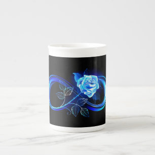 Tasse En Porcelaine Infinité lumineuse avec rose bleue