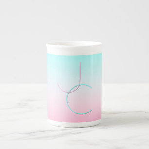 Tasse En Porcelaine Initiales de chevauchement modernes 2 Rose turqu