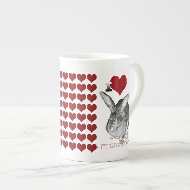 Tasse En Porcelaine J'aime mon lapin géant flamand (Devant droit)