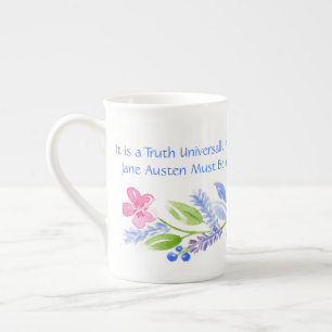 Tasse En Porcelaine Jane Austen Devise Floral BONE CHINE