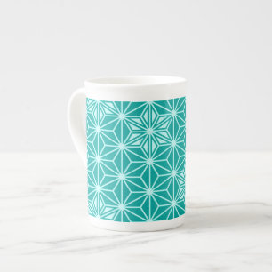 Tasse En Porcelaine Japonais Asanoha motif - turquoise