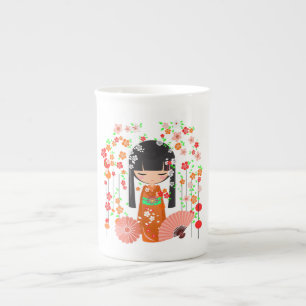 Tasse En Porcelaine Jardin de poupées Kokeshi