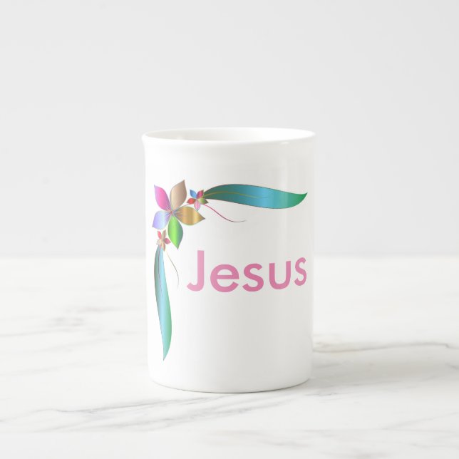 TASSE EN PORCELAINE JÉSUS FLOWER RIBBON (Devant)