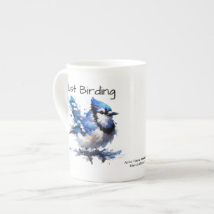 Tasse En Porcelaine Joli oiseau bleu Jay