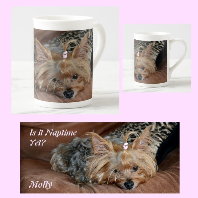 Tasse En Porcelaine Joli Petit Yorkshire Sleepy Terrier Puppy (Créateur téléchargé)