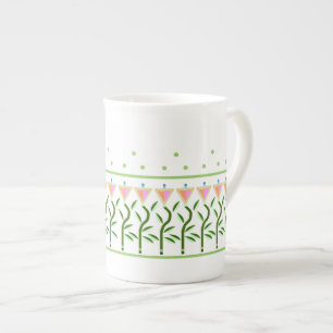 Tasse En Porcelaine Jolie bordure fleurie des tulipes