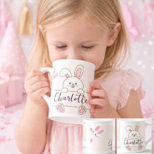Tasse En Porcelaine Jolie Fille au Lapin Rose Anniversaire Cache-Cache