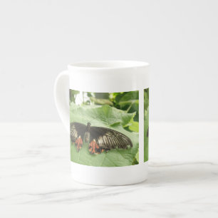 Tasse En Porcelaine Jolie Mug à papillon noir rouge et or