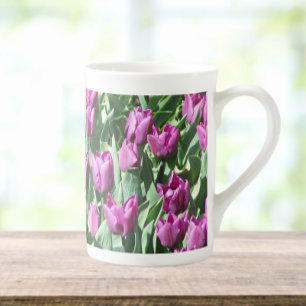 Tasse En Porcelaine Jolie Tulipes pourpres Florale