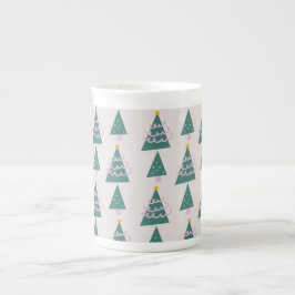 Tasse En Porcelaine Jolies arbres Doodles rose vert