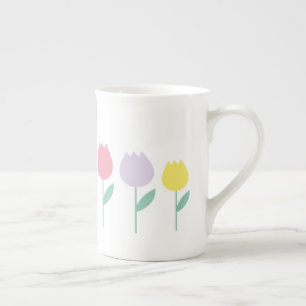 Tasse En Porcelaine Jolies tulipes de printemps florale pastel