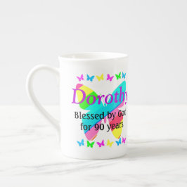 TASSE EN PORCELAINE JOLIMENT PERSONNALISÉ CHRÉTIEN 90E ANNIVERSAIRE MU