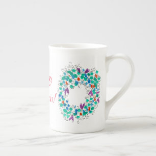 Tasse En Porcelaine Joyeuses couronnes de Noël