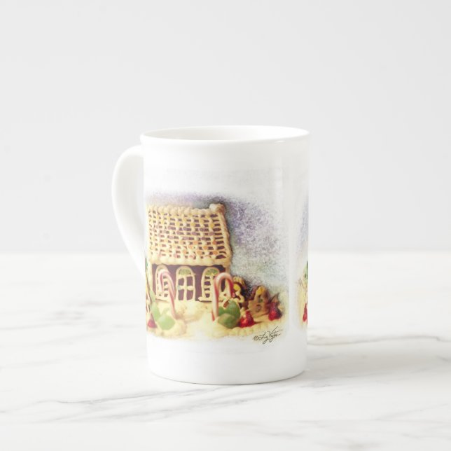 Tasse En Porcelaine Joyeuses vacances Gingerbread Maison Chine Mug (Devant gauche)