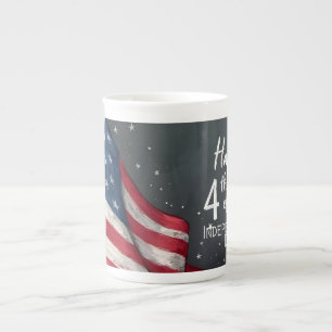 Tasse En Porcelaine Joyeux 4 juillet Illustration artistique de drapea