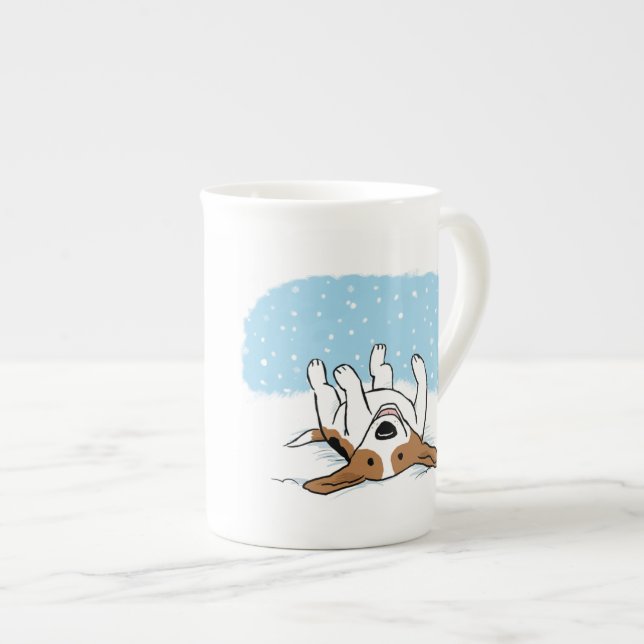 Tasse En Porcelaine Joyeux Beagle Profitant de vacances hivernales nei (Devant droit)