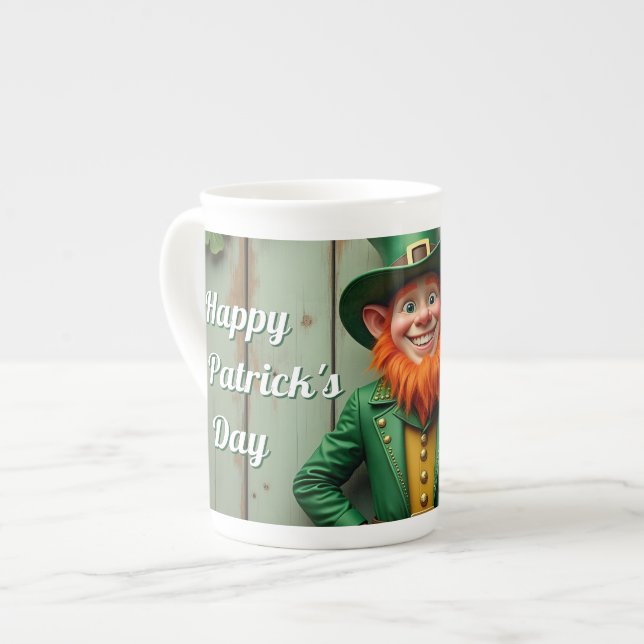 Tasse En Porcelaine Joyeux St. Patrick's Day Leprechaun (Devant gauche)