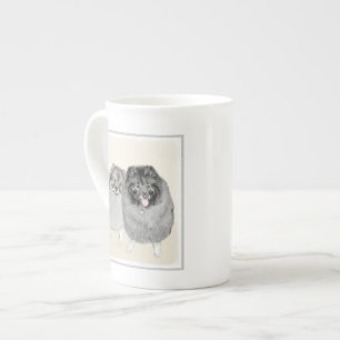 Tasse En Porcelaine Keeshond Maman et Son Peinture - Art Chien origina