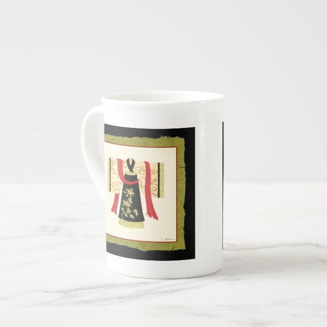 Tasse En Porcelaine Kimono japonais traditionnel avec imprimé floral (Devant gauche)