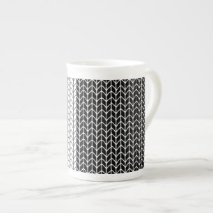 Tasse En Porcelaine KNIT NOIR & BLANC Bone China Mug