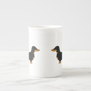 Tasse En Porcelaine La Chine bourrée noire Daschund Bone