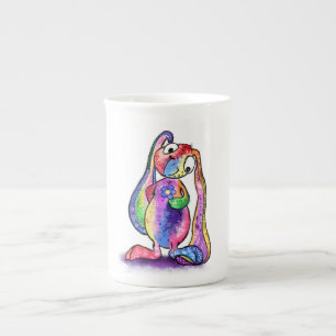 Tasse En Porcelaine Lapin coloré avec Mug Fleur