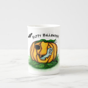 Tasse En Porcelaine Le fantôme d'Halloween, chauve-souris, fantôme et 