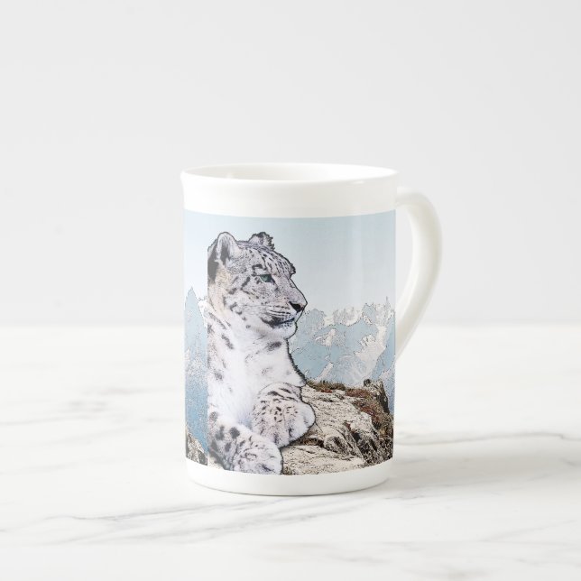 Tasse En Porcelaine Léopard des neiges (Devant droit)