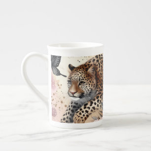 Tasse En Porcelaine Léopard rebondissant & Mug Rose