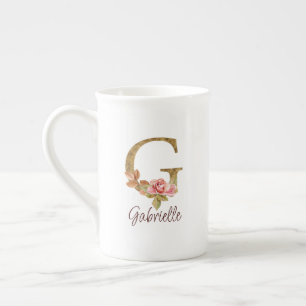 Tasse En Porcelaine Lettre de nom personnalisée G papier d'aluminium o