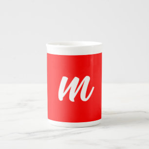 Tasse En Porcelaine LETTRE INITIALE CalliGRAPHIQUE BLANCHE ROUGE