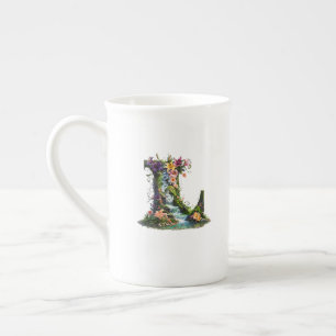 Tasse En Porcelaine Lettre L avec Lilies et Cascades - Imaginaire