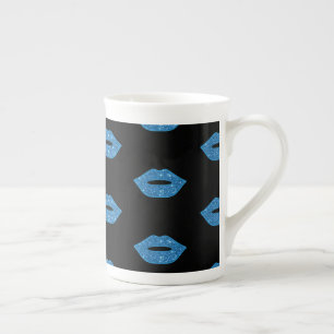 Tasse En Porcelaine Lèvres Brillantes Baisers Bleus Maquilleuse Fantai