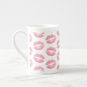 Tasse En Porcelaine Lèvres Roses, Motif De Lèvres, Rouge Rose, Baiser
