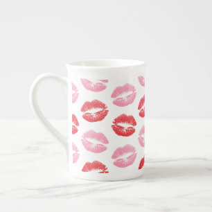 Tasse En Porcelaine Lèvres rouges et roses, Motif des lèvres, bâton à